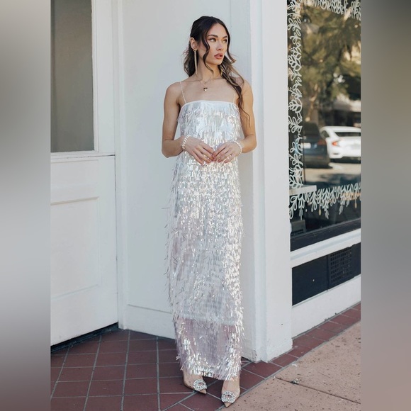 Charlize Sequin Dress in Silver Size S (NWT) - Picture 3 of 4